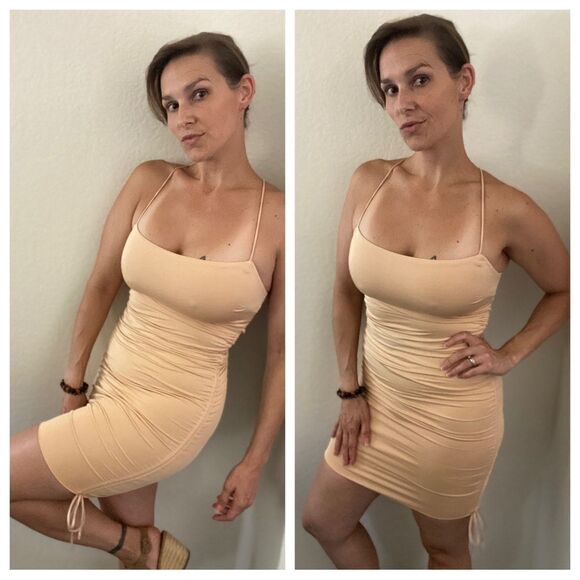 Princess Polly Dress Maeve Mini Beige US 2 Stretch Party - Picture 3 of 12